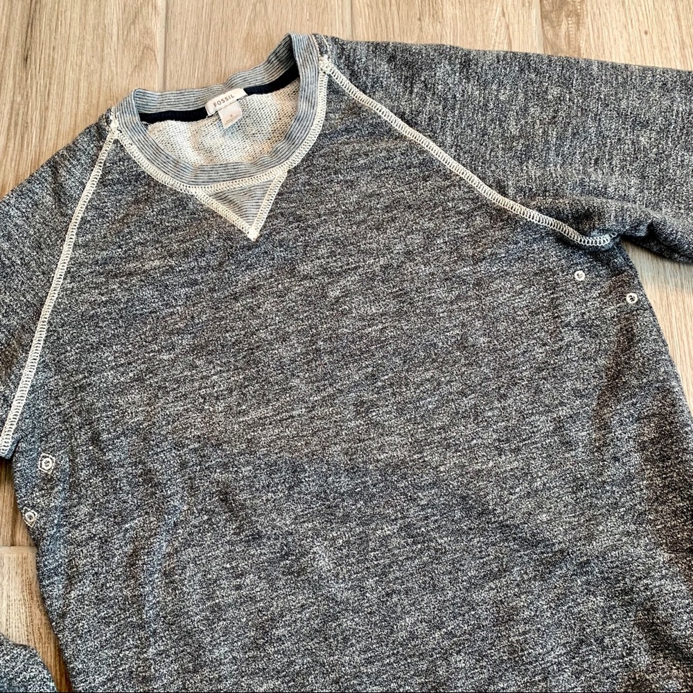 Fossil Raglan Charcoal Raglan Sweatshirt Small - Picture 3 of 5